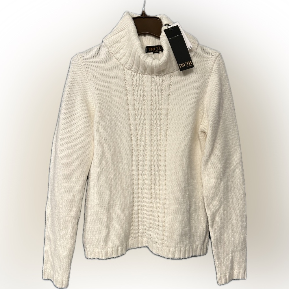 TRUTH by Republic Turtleneck Viscose Blend Sweater Oatmeal/Cream Women Sz L NWT
